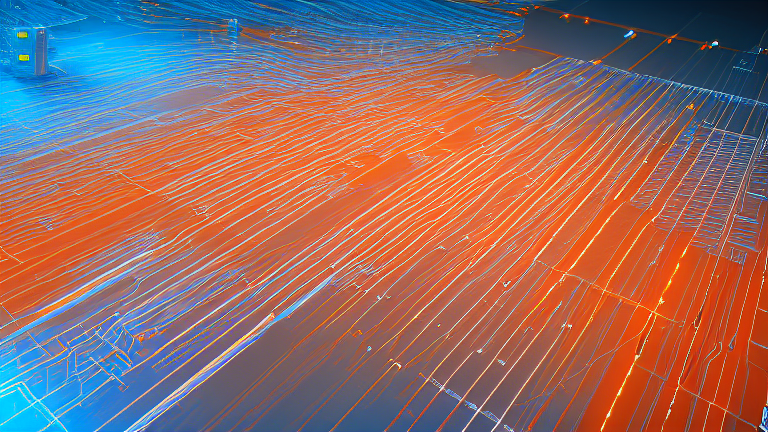 Ilustração abstrata de infraestrutura da internet conectada a agentes de inteligência artificial