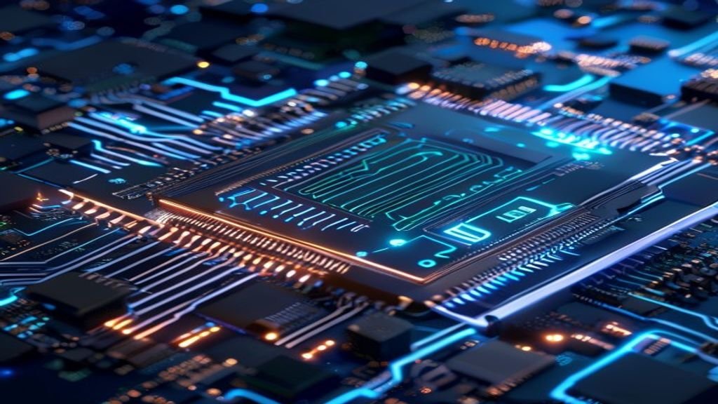 Arte conceitual de chip avançado sub-1 nm para artigo sobre a tecnologia da IBM